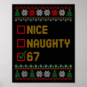 Póster Travieso Bueno 6 7 Divertido Meme Feo Xmas Seis