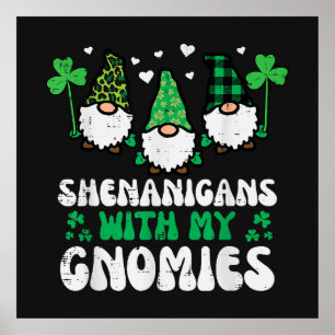 Póster Traviesuras de San Patricio con Gnomies Gnomos