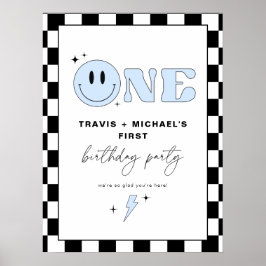 Póster TraVIS Blue Smile Face Two Boy Birday Welcome