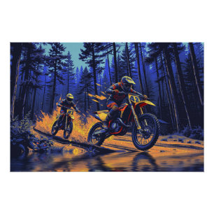Póster Trayectoria forestal - Motocross Racers