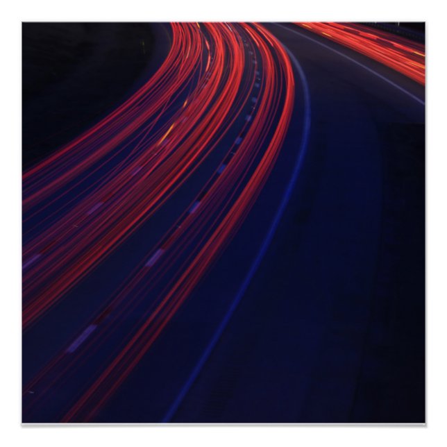 Póster Trayectorias de luz de cola de tráfico de vehículo (Anverso)