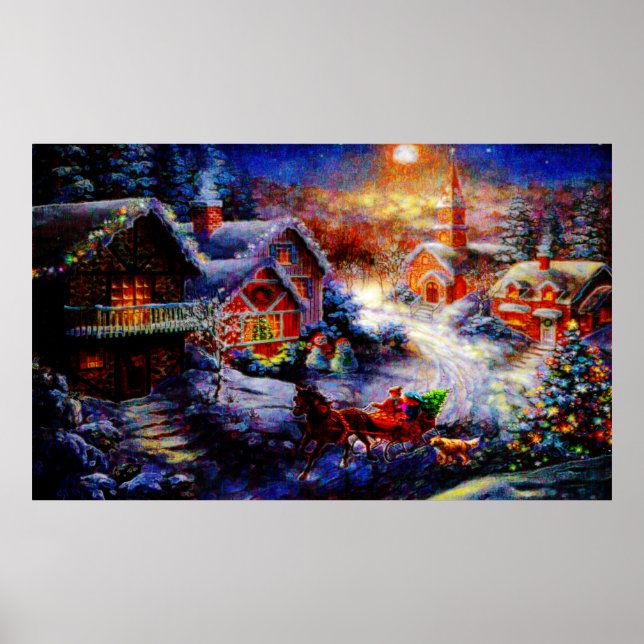 Póster Trayendo a casa el árbol de Navidad (Frente)