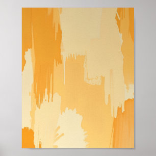 Póster Trazos abstractos de pintura amarilla y crema