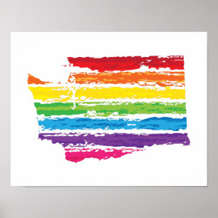 Póster trazos de color de washington
