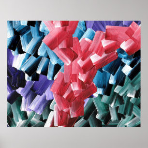 Póster Trazos de Pincel Abstractos en Rojo y Azul