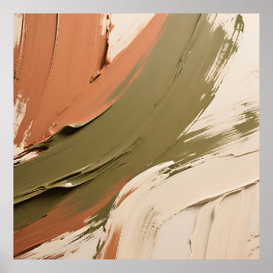 Póster Trazos de pintura abstracta tonos neutros de la ti