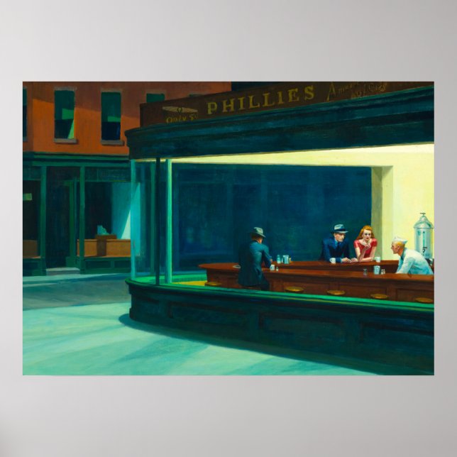 Póster Trazos nocturnos, 1942 por Edward Hopper (Frente)