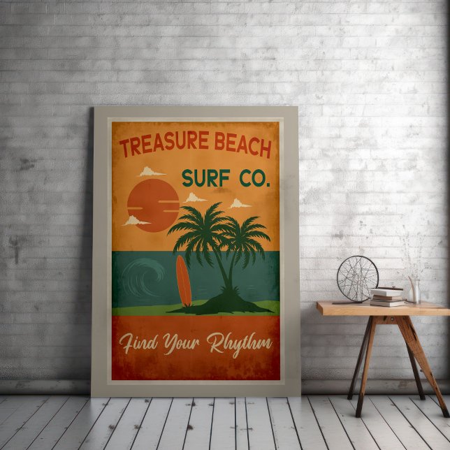 Póster Treasure Beach Surf Co. - Vintage Caribbean Coasta (Subido por el creador)
