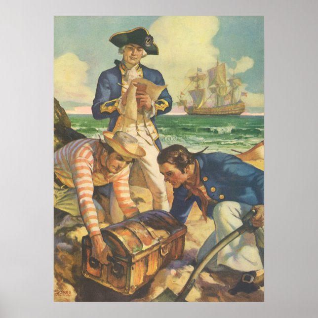 Póster Treasure Island, piratas de venta de hadas de vint (Frente)