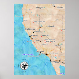Póster Treasure Map California