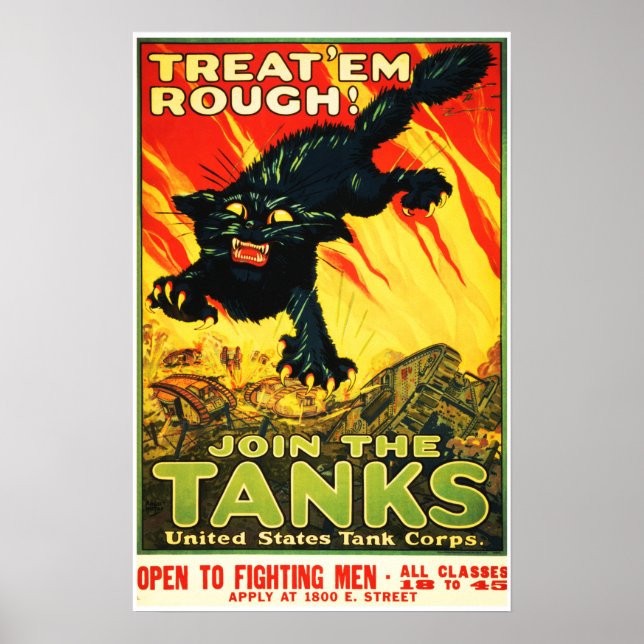 Póster Treat 'Em Rough! Join The Tanks US World War 1 (Frente)