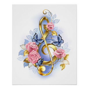 Póster Treble arrecife con rosas rosas rosas rosas