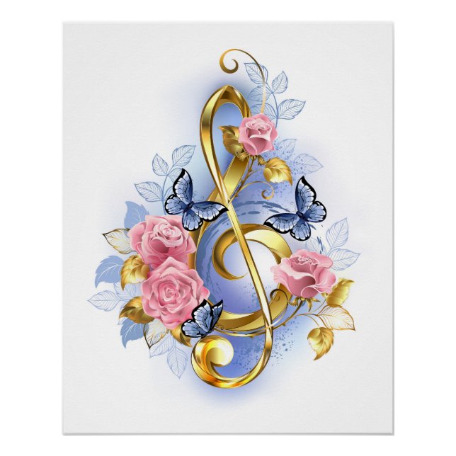 Póster Treble arrecife con rosas rosas rosas rosas (Anverso)