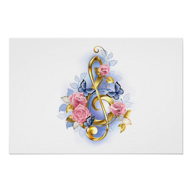 Póster Treble arrecife con rosas rosas rosas rosas (Anverso)