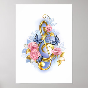 Póster Treble arrecife con rosas rosas rosas rosas