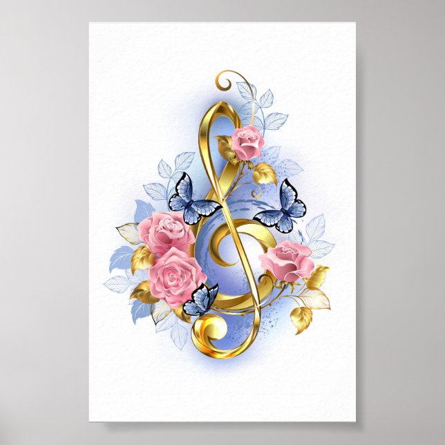 Póster Treble arrecife con rosas rosas rosas rosas (Frente)
