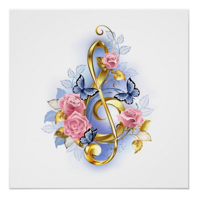 Póster Treble arrecife con rosas rosas rosas rosas (Anverso)