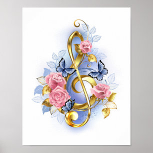 Póster Treble arrecife con rosas rosas rosas rosas