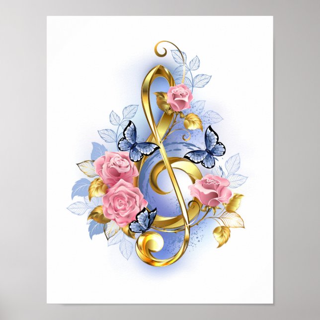 Póster Treble arrecife con rosas rosas rosas rosas (Frente)