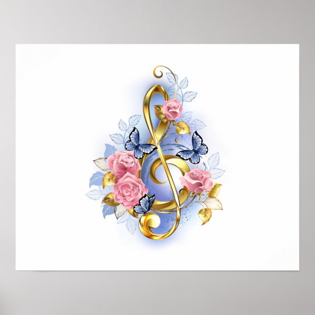 Póster Treble arrecife con rosas rosas rosas rosas (Frente)