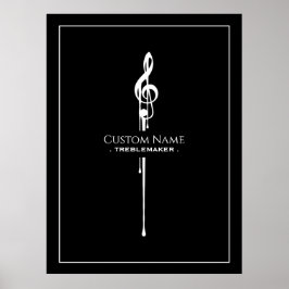 Póster Treblemaker Funny Music Pun Classy Black G-Clef