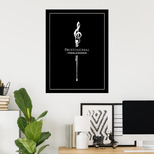 Póster Treblemaker Funny Music Pun Classy Black G-Clef