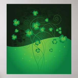 Póster Trébol de trébol de shamrock verde Día de San Patr