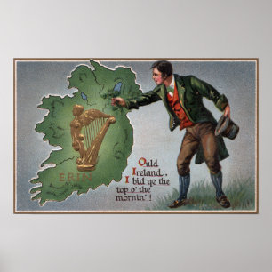 Póster Tréboles de ofrecimiento del irlandés a Irlanda