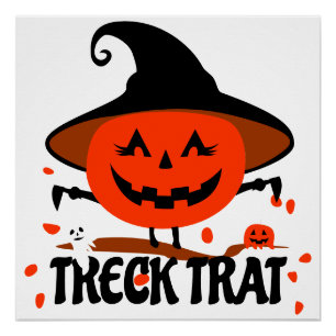 Póster Treck Trat Pumpkin Sonriente