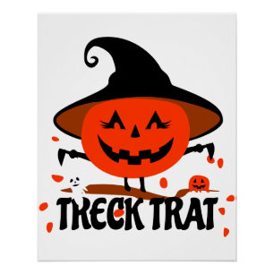 Póster Treck Trat Pumpkin Sonriente