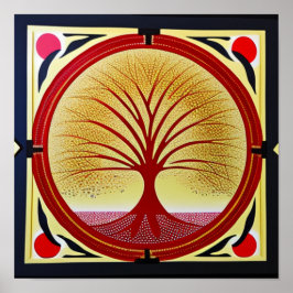 Póster Tree of Life in Red Poster