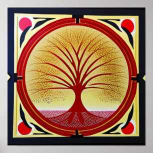 Póster Tree of Life in Red Poster