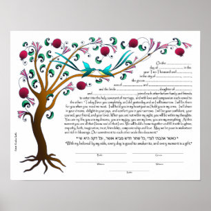 Póster Tree of Life Ketubah, blank