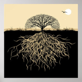 Póster Tree of Life Roots Spiritual Nature Minimalist 