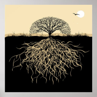 Póster Tree of Life Roots Spiritual Nature Minimalist