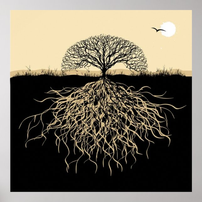 Póster Tree of Life Roots Spiritual Nature Minimalist  (Frente)