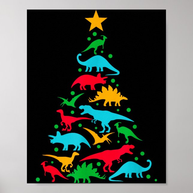 Póster Tree Rex Dinosaur Dino Tree Christmas Tree Funny  (Frente)