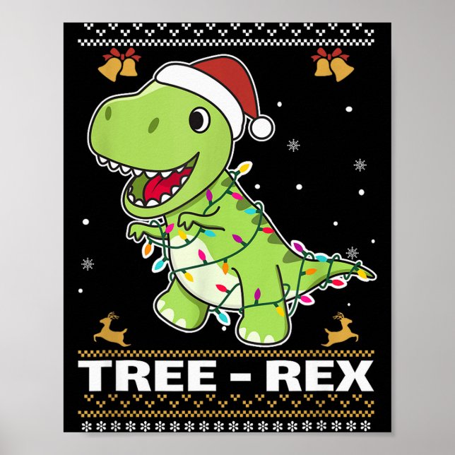 Póster Tree Rex Funny Tyrannosaurus Rex Christmas Pun  (Frente)