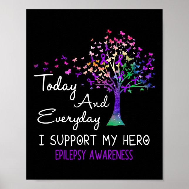 Póster Tree Ribbon I Support My Hero Epilepsy Awareness  (Frente)