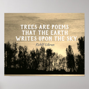 Póster Trees Art Poems literary Kahlil Gibran quote sepia