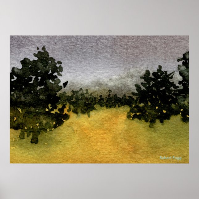 Póster "Trees in a Field #2" Landscape Poster (Frente)