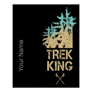 Póster Trekking y senderismo Diseño Forestal al Aire Libr