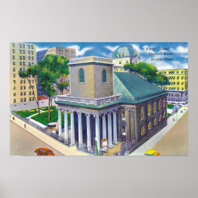 Póster Tremont Street View of Kings Chapel (Frente)