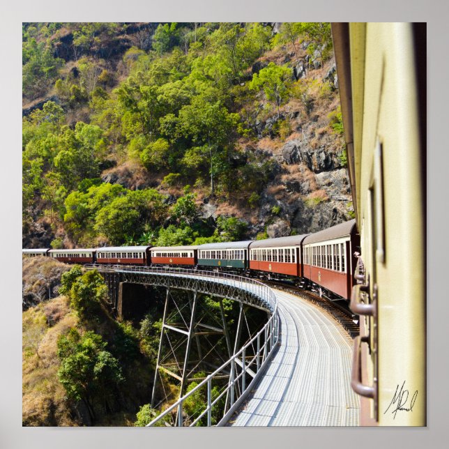 Póster Tren al vapor firmado en Cairns, Australia (Frente)