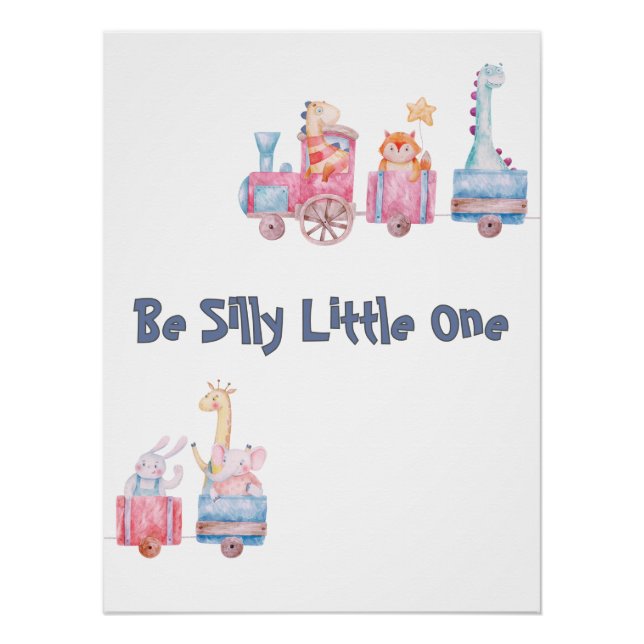 Póster Tren animal personalizado "Be Silly Little" (Anverso)