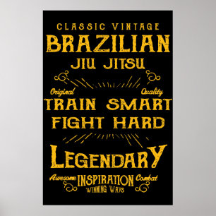 Póster Tren BJJ Smart Fight Hard Vintage Jiu Jitsu