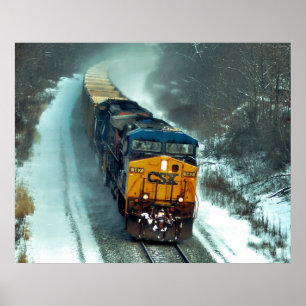 Póster Tren carbonero vacío en nieve