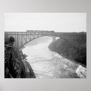 Póster Tren cruzando el río Niágara, 1910. Foto antigua