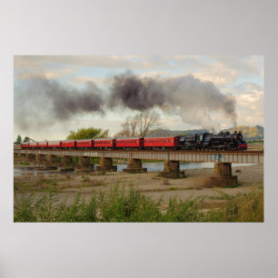 Póster Tren cruzando el río Otaki