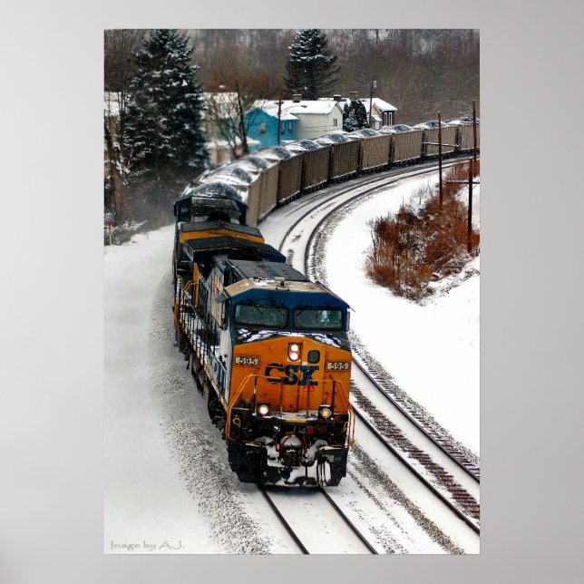 Póster Tren de carbón en invierno (Frente)